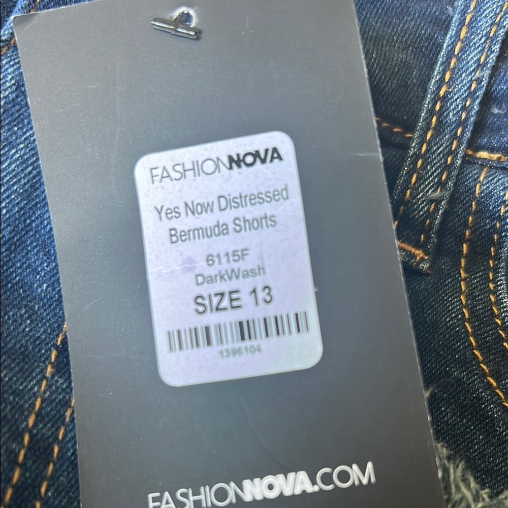 Fashion Nova Distressed Blue Jean Shorts - Picture 2 of 3